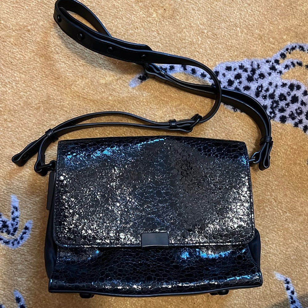 Joy Gryson pebbled leather black crossbody purse